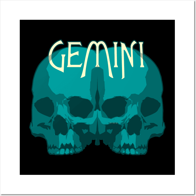 Gemini Blue Skulls Wall Art by RyanJGillDesigns